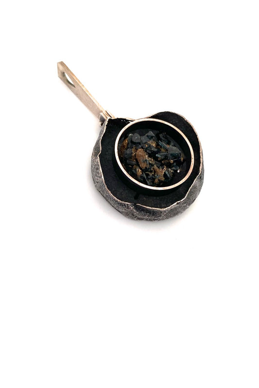 Hans Gehrig Canada vintage silver blue tourmaline large pendant for necklace Modernist jewelry design