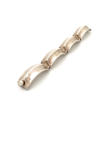 Hans Hansen Denmark vintage heavy silver link bracelet Scandinavian Modernist jewelry design