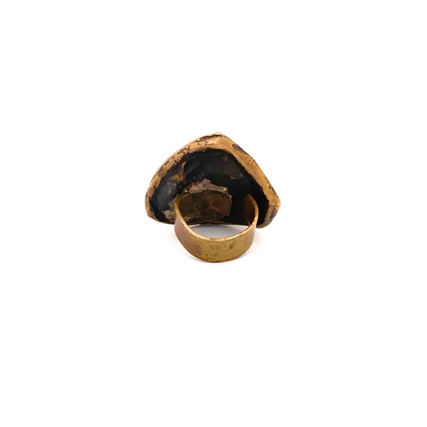 Henri Nogaret sculpted bronze face ring