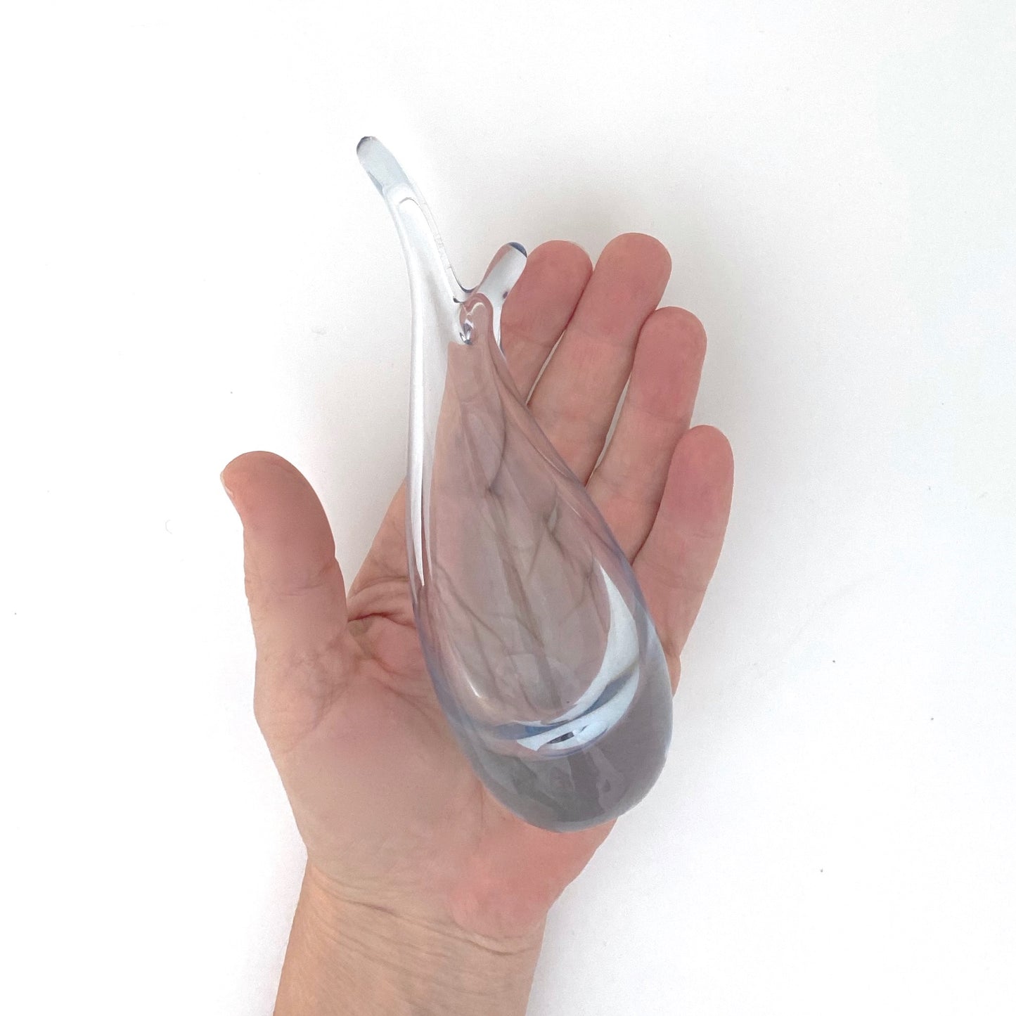 scale Holmegaard Denmark vintage aqua blue glass duckling vase Per Lutken Scandinavian Modernist design
