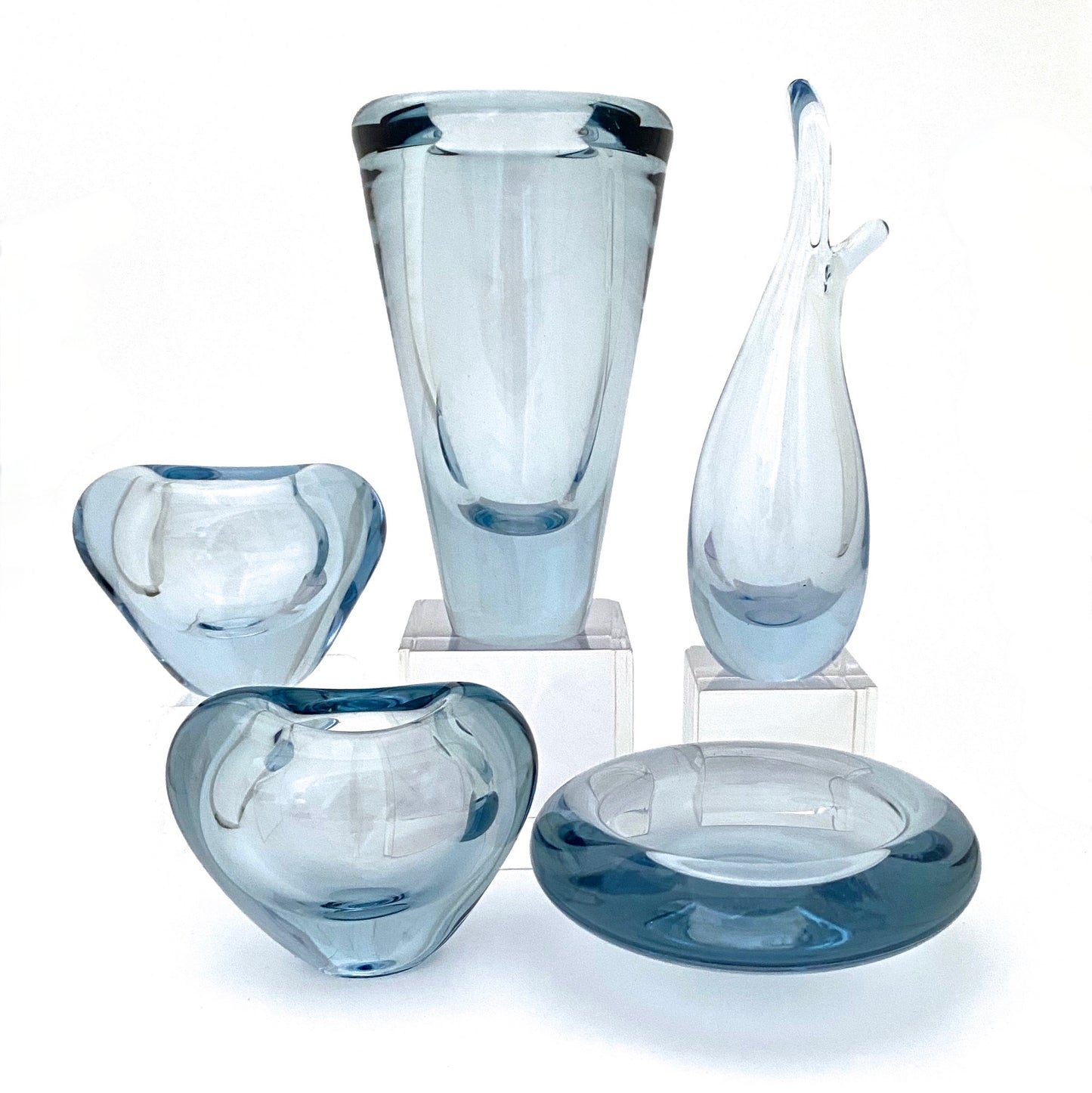 Holmegaard aqua blue 'Minuet' heart vase #2 ~ Per Lutken