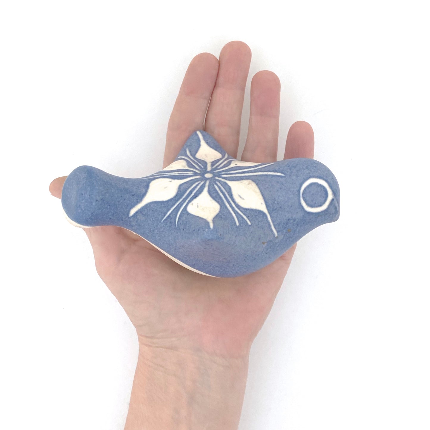 scale Strawberry Hill Pottery Canada vintage ceramic blue bird sculpture open wings