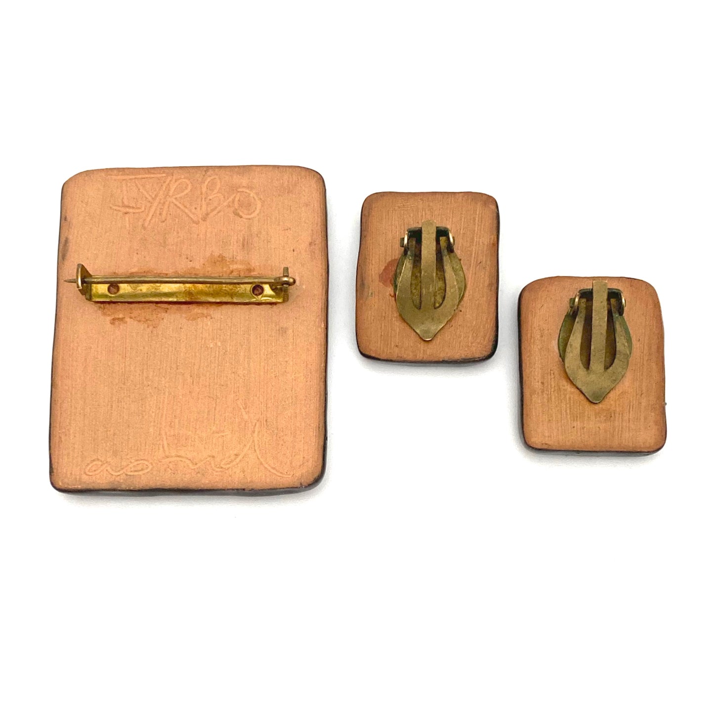 Fyrbo Denmark ceramic fish brooch & earrings ~ Astrid Tjalk