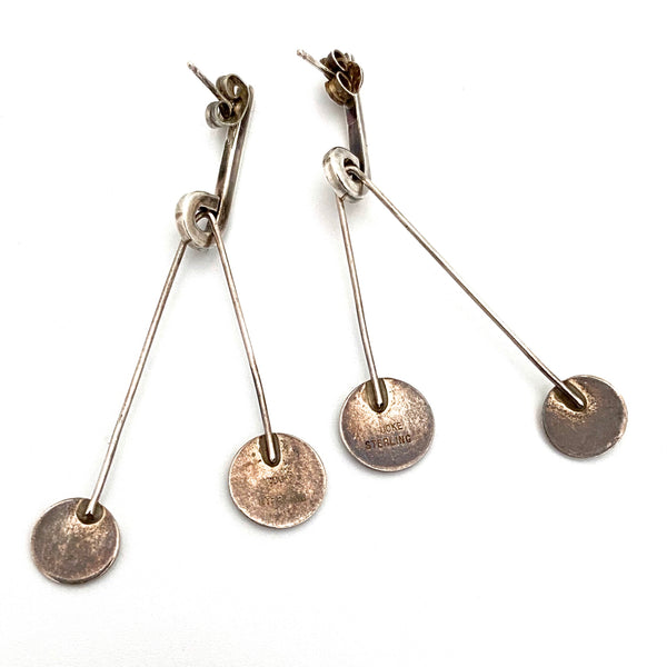 Betty Cooke silver discs drop earrings ~ pierced ears