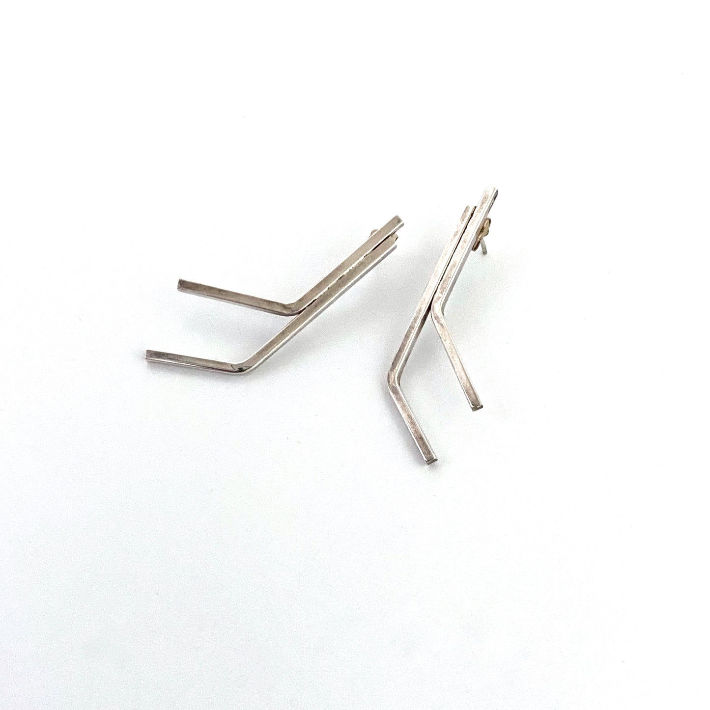 Betty Cooke silver drop earrings ~ pierced ears