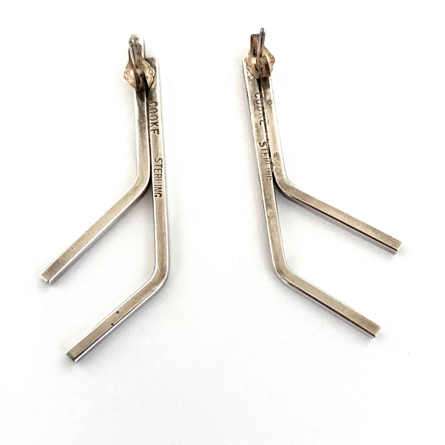 Betty Cooke silver drop earrings ~ pierced ears