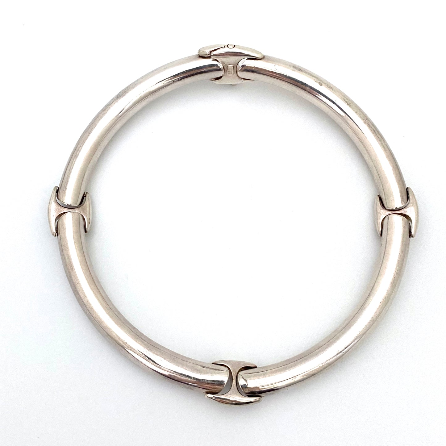 chunky silver articulated choker necklace ~ Italy