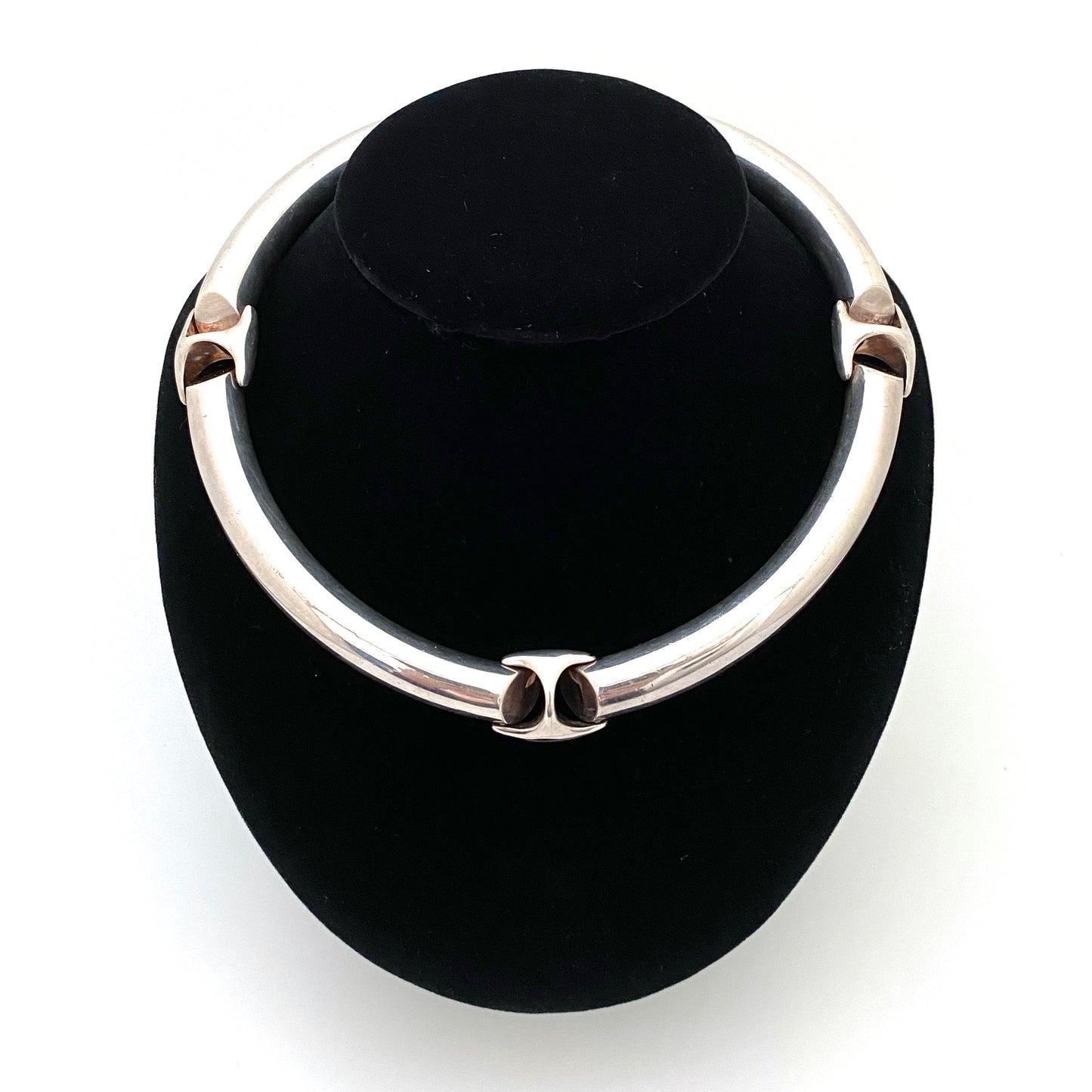chunky silver articulated choker necklace ~ Italy