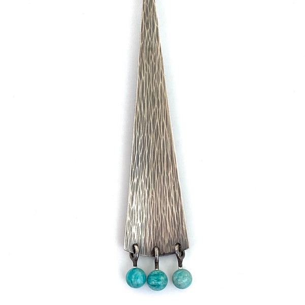 Hans Hansen extra long silver & amazonite kinetic pendant ~ scarce