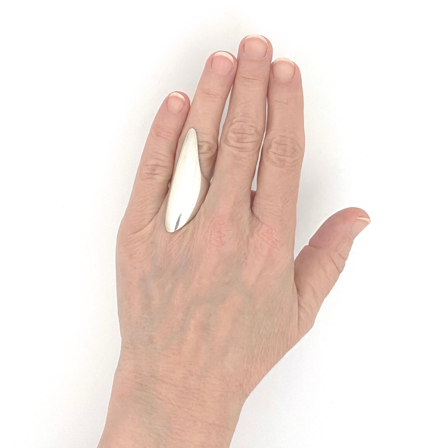 scale Georg Jensen Denmark vintage silver long ring 99 by Henning Koppel Scandinavian Modernist jewelry design