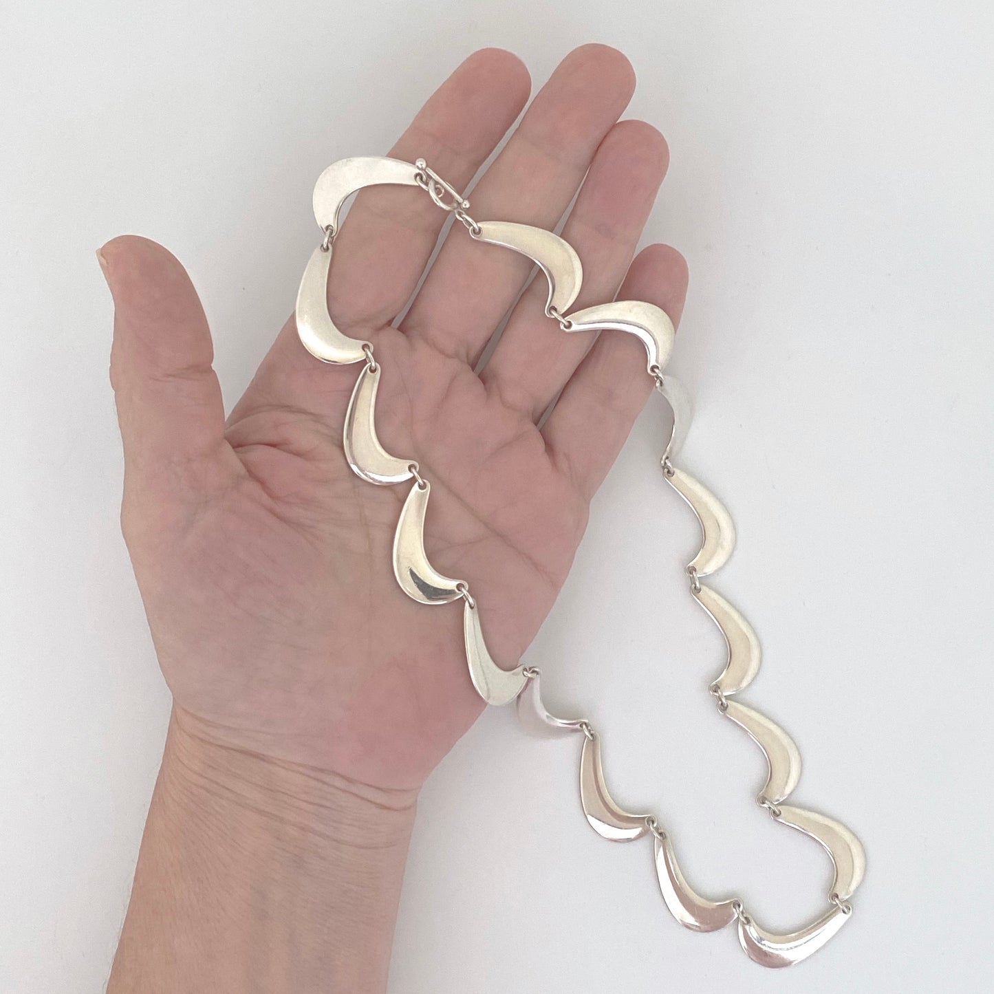 scale Georg Jensen Denmark vintage silver sleek necklace 276 Nanna Ditzel Scandinavian Modernist jewelry design