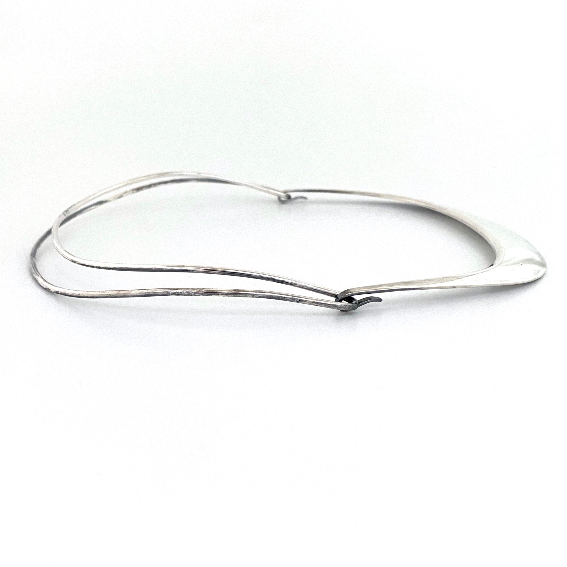 profile David-Andersen Norway vintage silver two piece choker necklace Scandinavian Modernist jewelry design