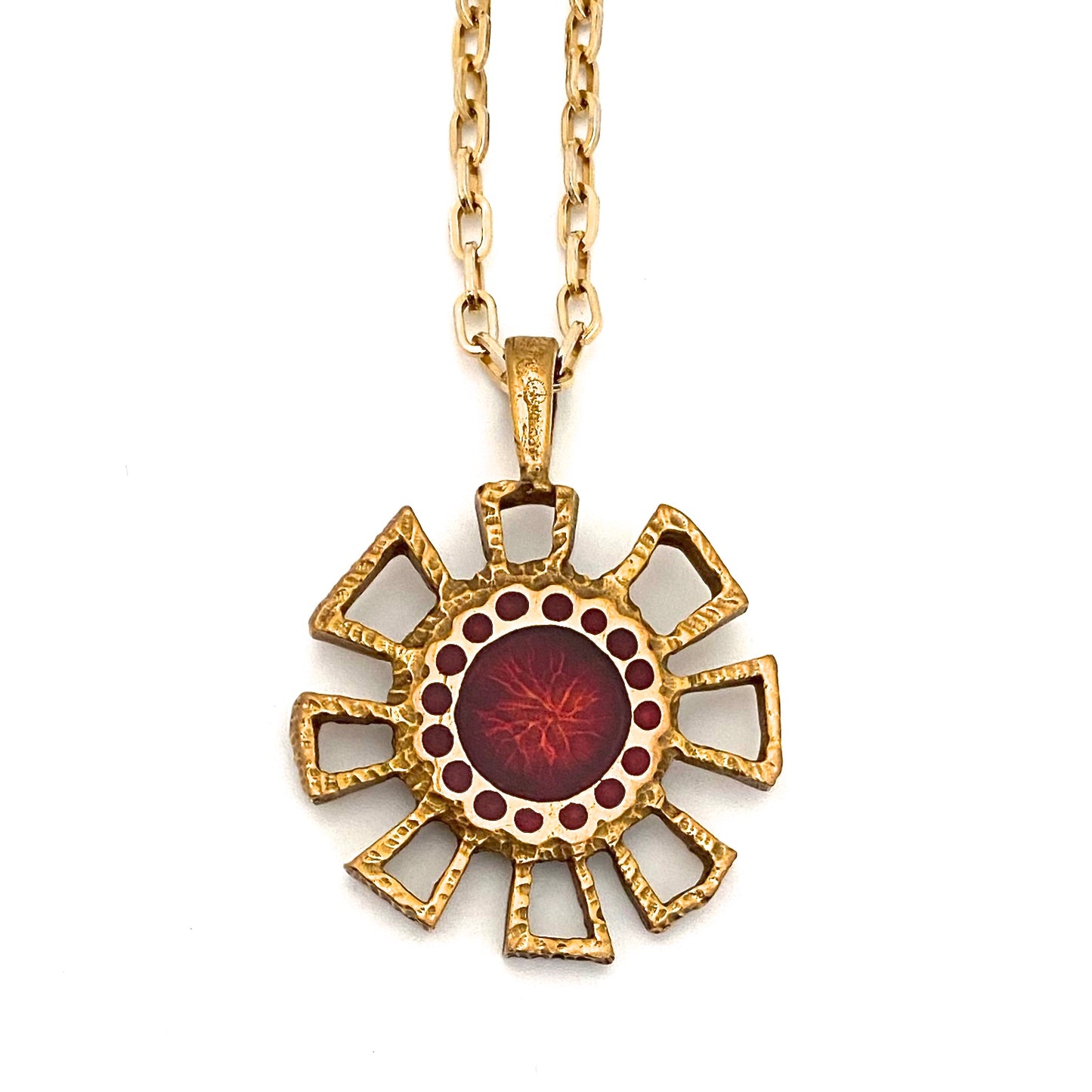 Bernard Chaudron double sided pendant necklace ~ red resin