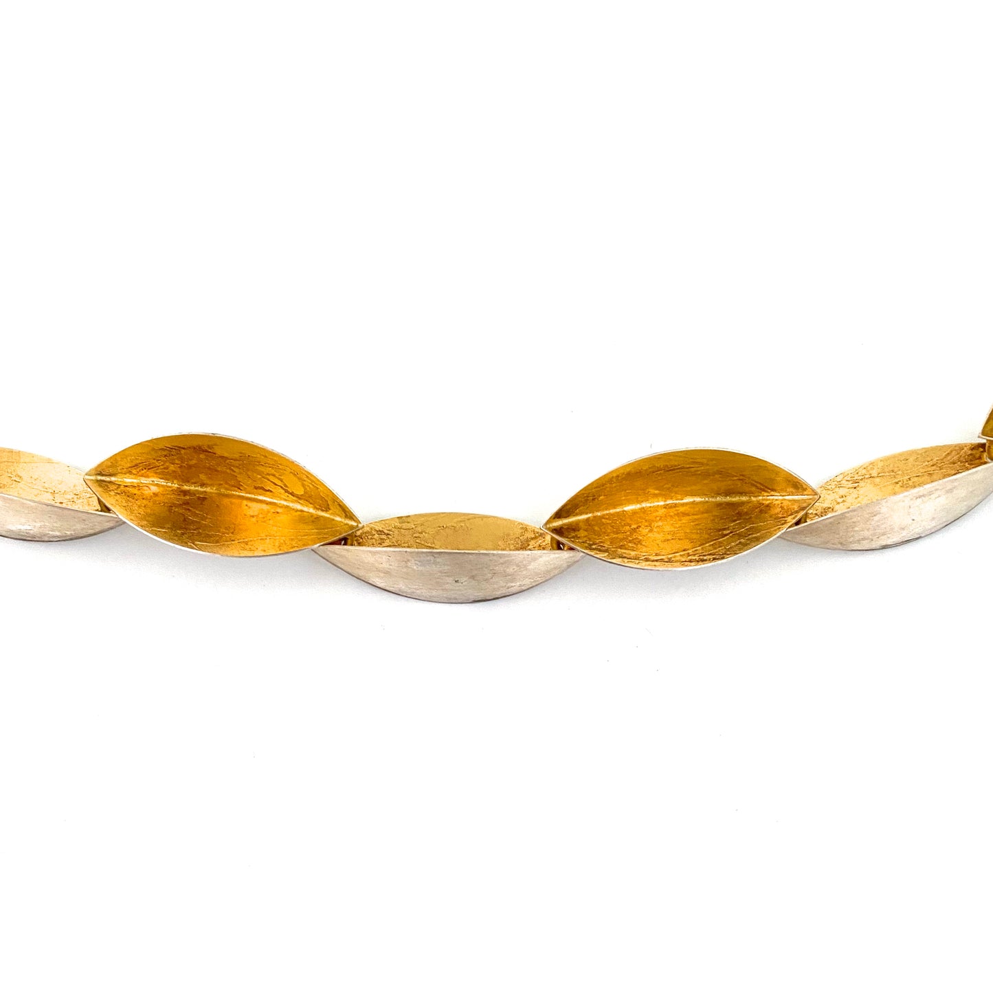 detail Arek Wolski Poland vintage sterling silver gilt choker necklace Modernist jewelry design