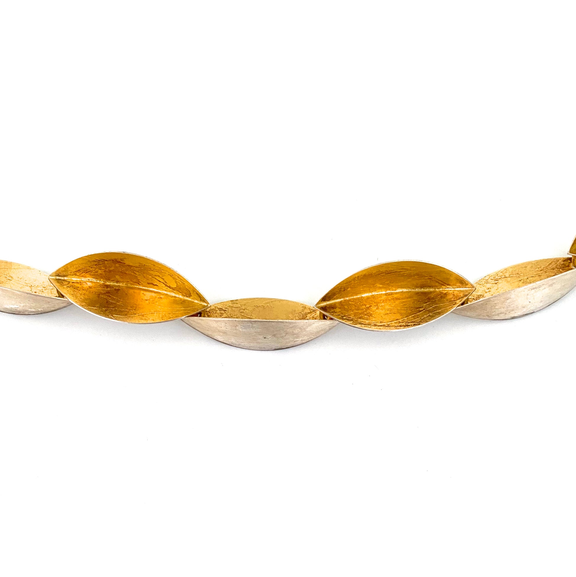 detail Arek Wolski Poland vintage sterling silver gilt choker necklace Modernist jewelry design