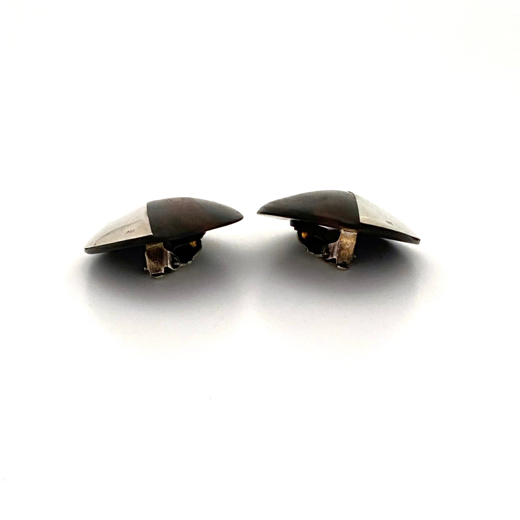 profile Monies Denmark vintage silver wood large clip earrings