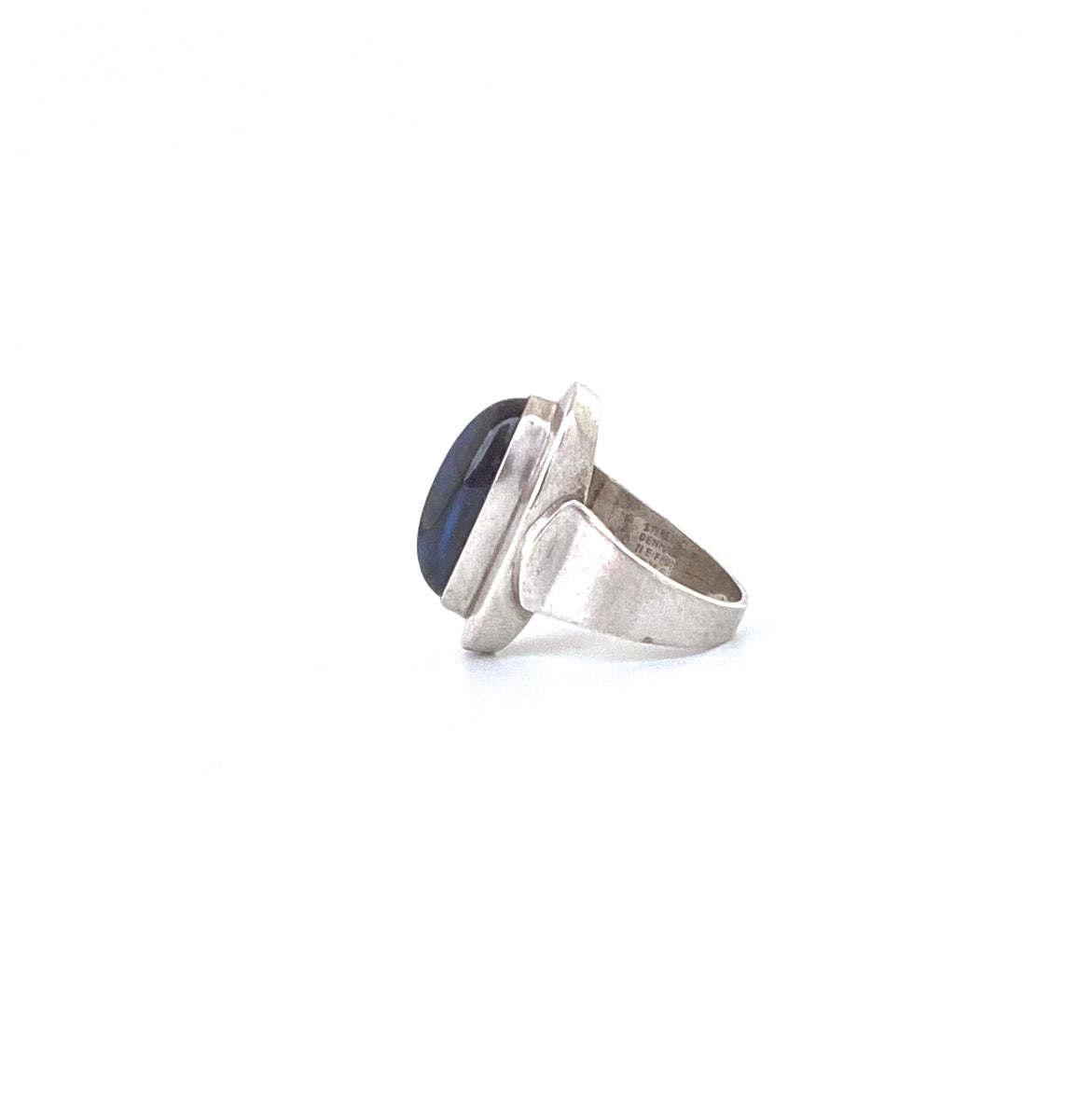 profile Niels Erik NE From Denmark vintage silver large blue ring Scandinavian Modernist jewelry design