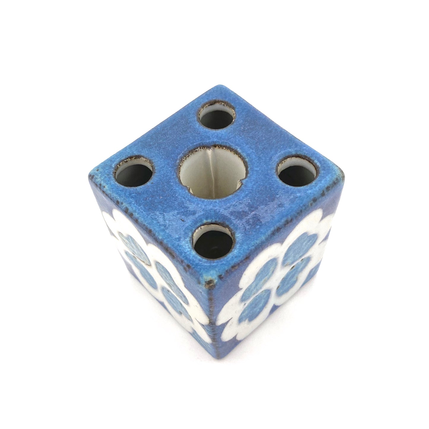 detail Royal Copenhagen Denmark vintage faience Baca cube candle holder bud vase Ellen Malmer