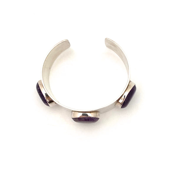 Arne Johansen silver & amethyst Modernist cuff bracelet