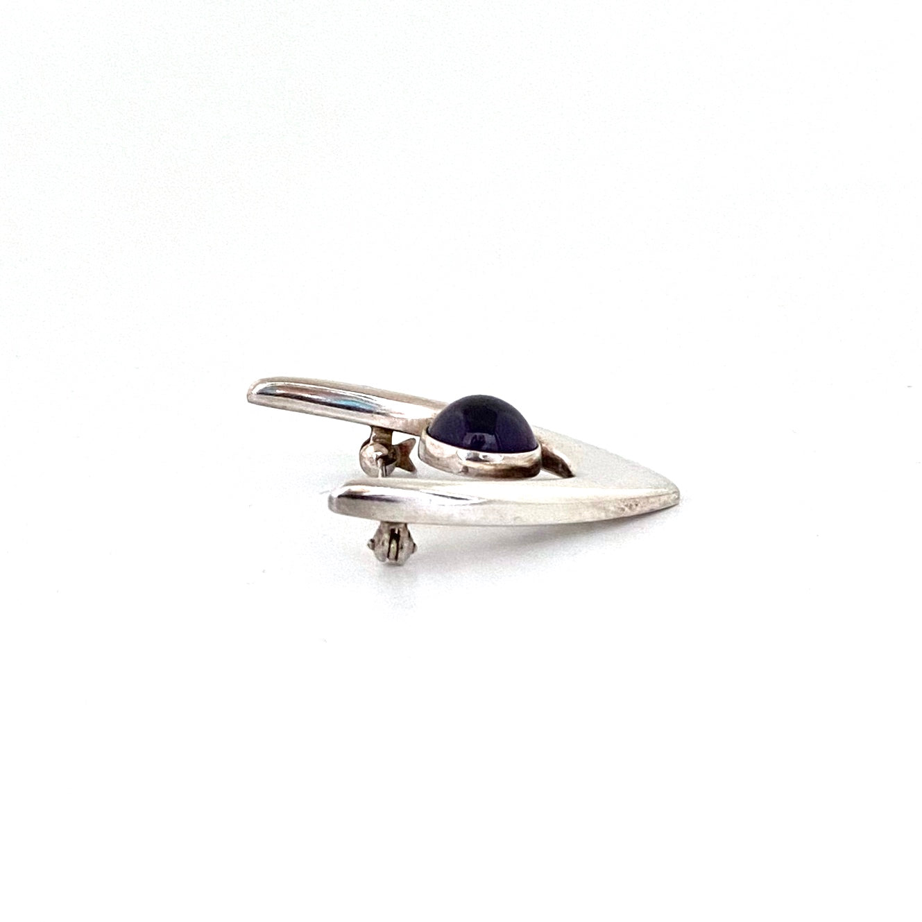 profile Arne Johansen Denmark vintage silver amethyst brooch Scandinavian Modernist jewelry design