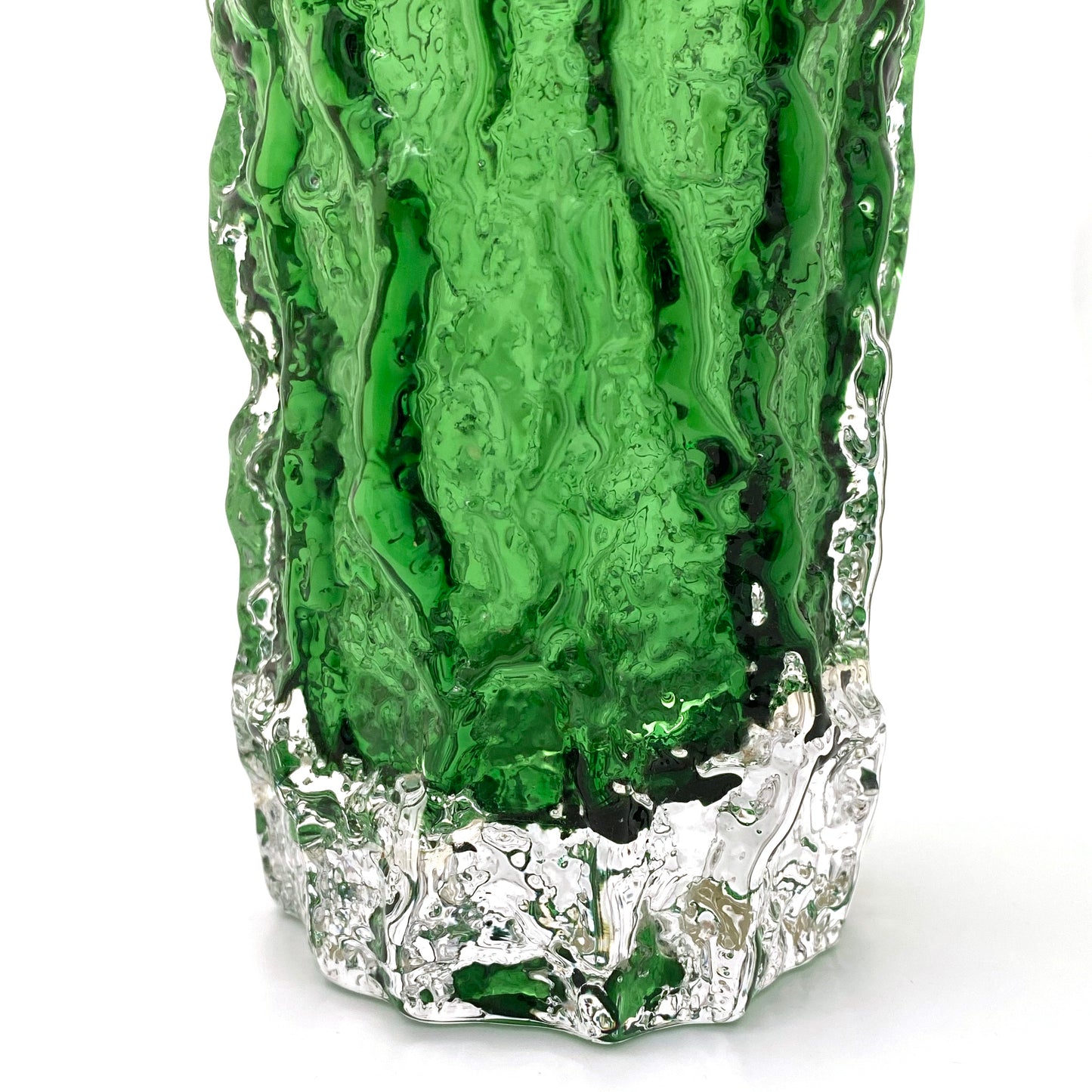 Whitefriars 7 1/2" meadow green bark vase ~ Geoffrey Baxter
