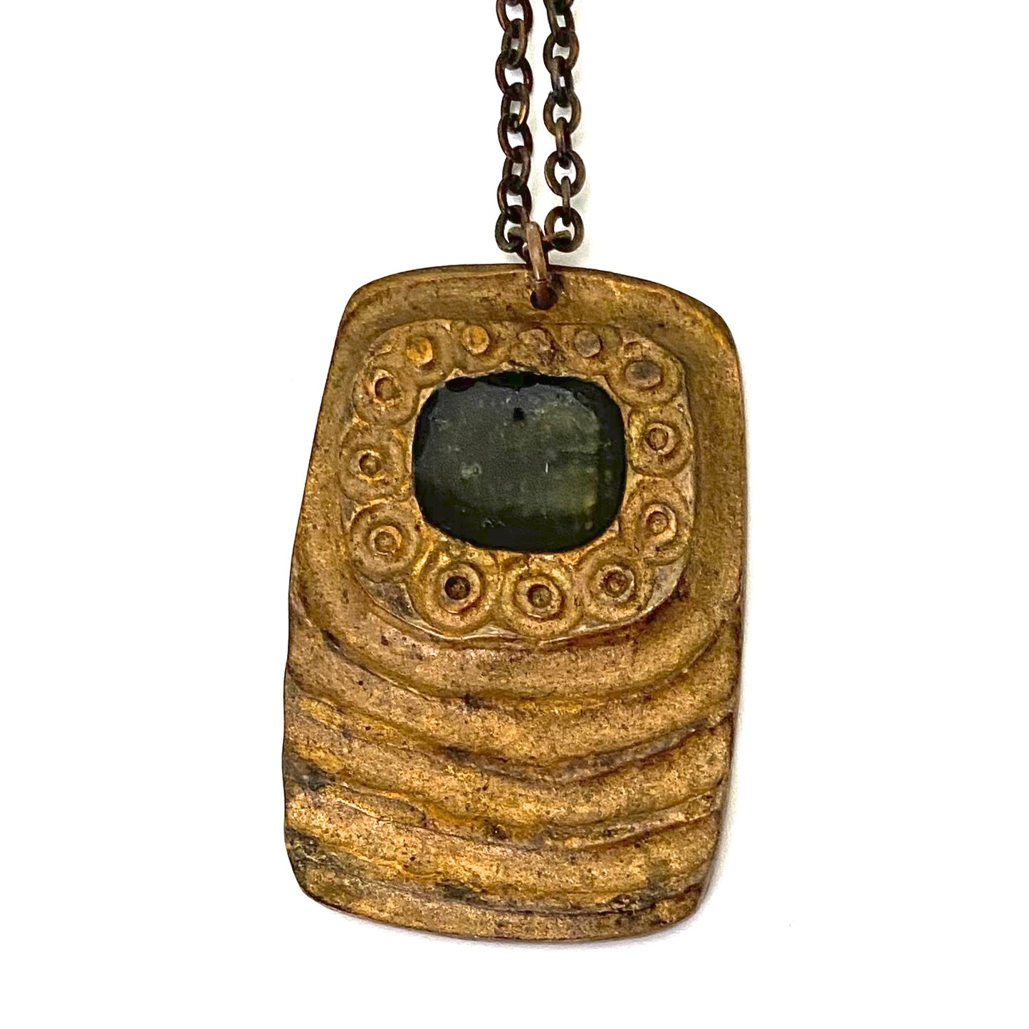 Bernard Chaudron pendant ~ dark teal resin enamel