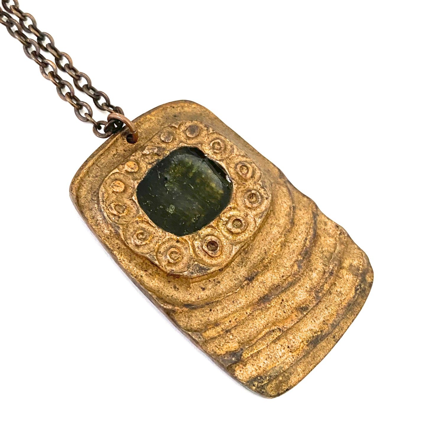 Bernard Chaudron pendant ~ dark teal resin enamel