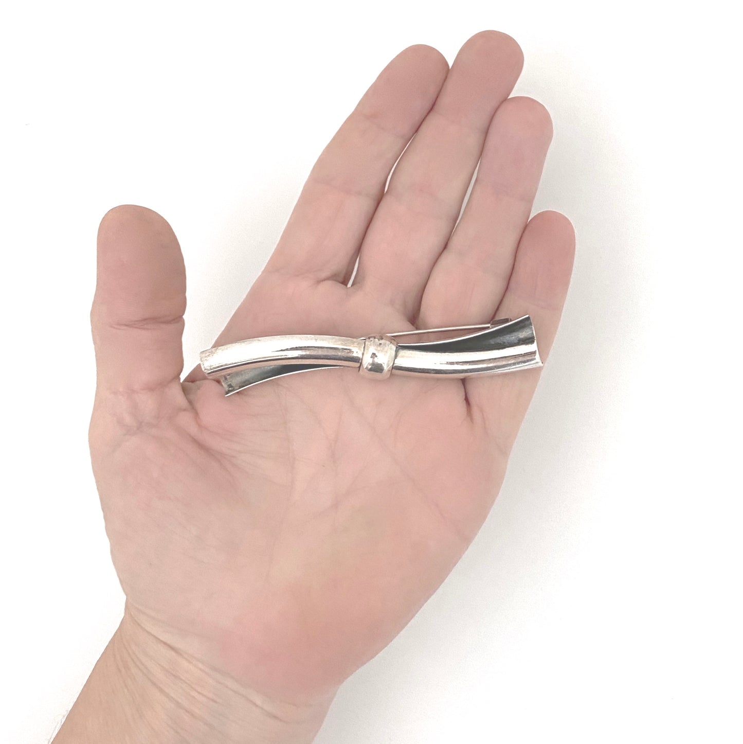 scale ORNO Poland vintage sterling silver large brooch Modernist jewelry design