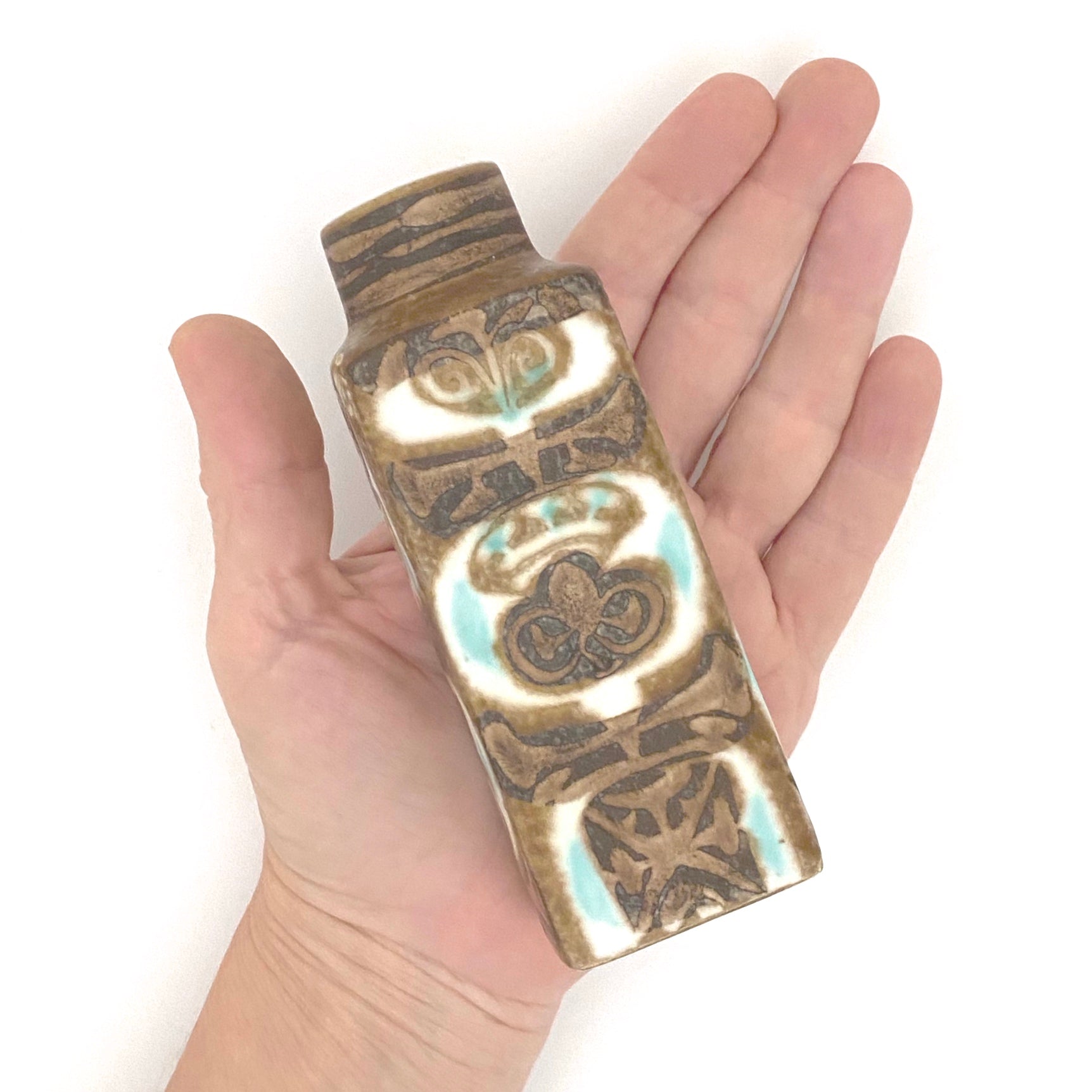 scale Royal Copenhagen Denmark vintage faience ceramic Baca vase Nils Thorsson Scandinavian Modern design