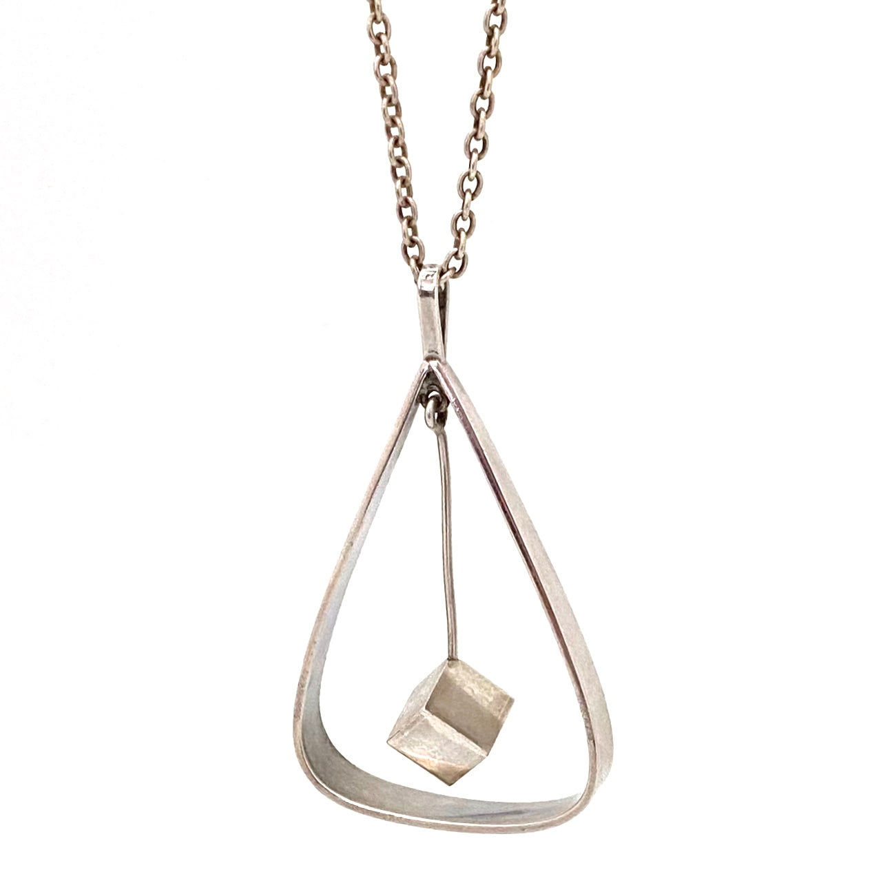 detail Arne Johansen Denmark vintage silver large kinetic pendant necklace Scandinavian Modernist jewelry design