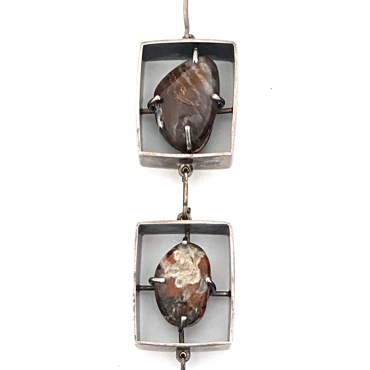 vintage silver & agate & jasper extra long choker necklace