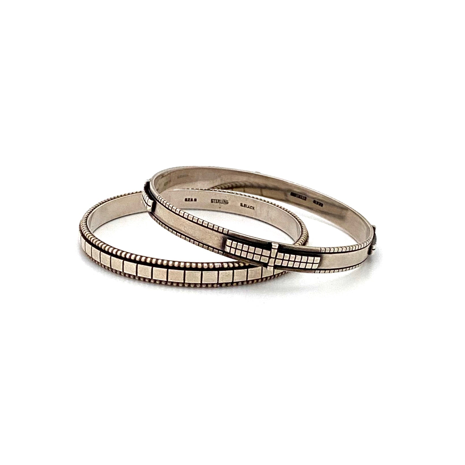 Sigurd Black Denmark vintage heavy silver bangle bracelets Scandinavian Modernist jewelry design