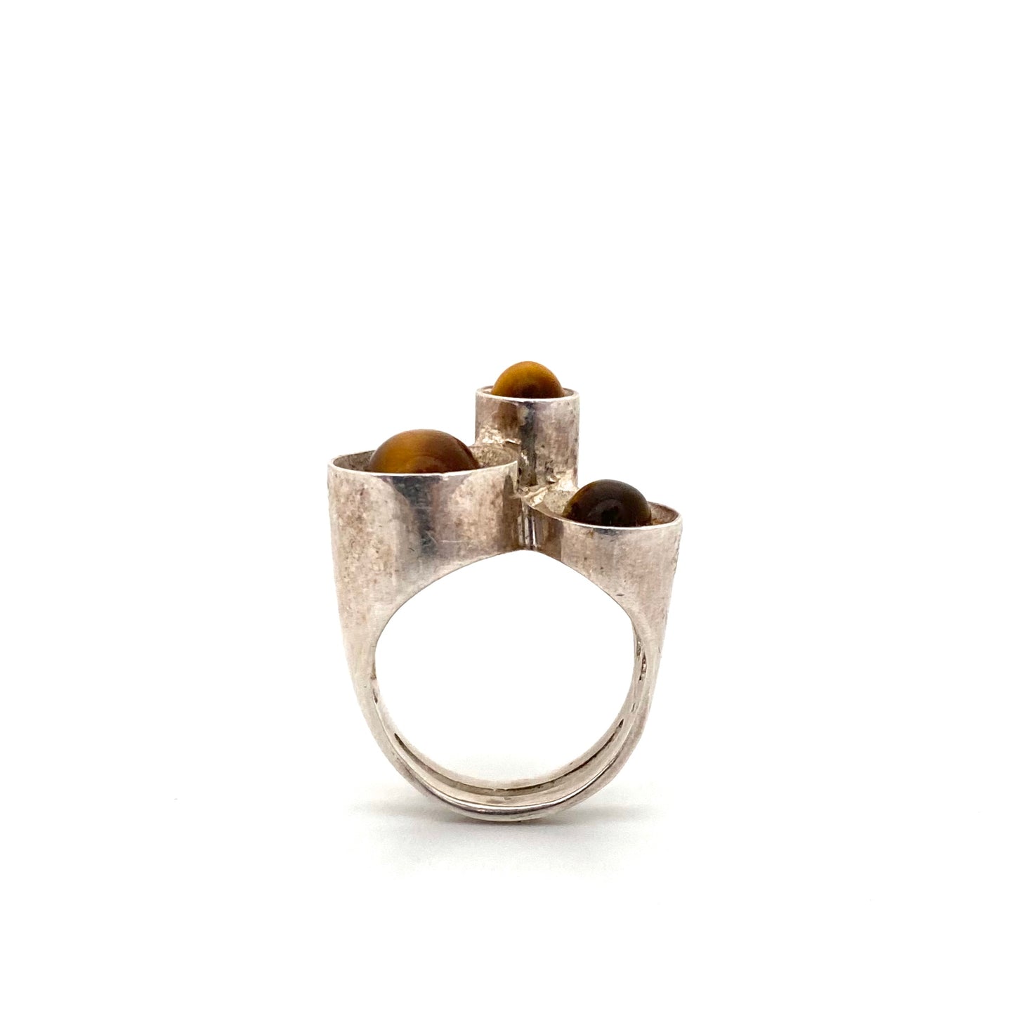 profile vintage Denmark silver tiger eye ring Scandinavian Modernist jewelry design