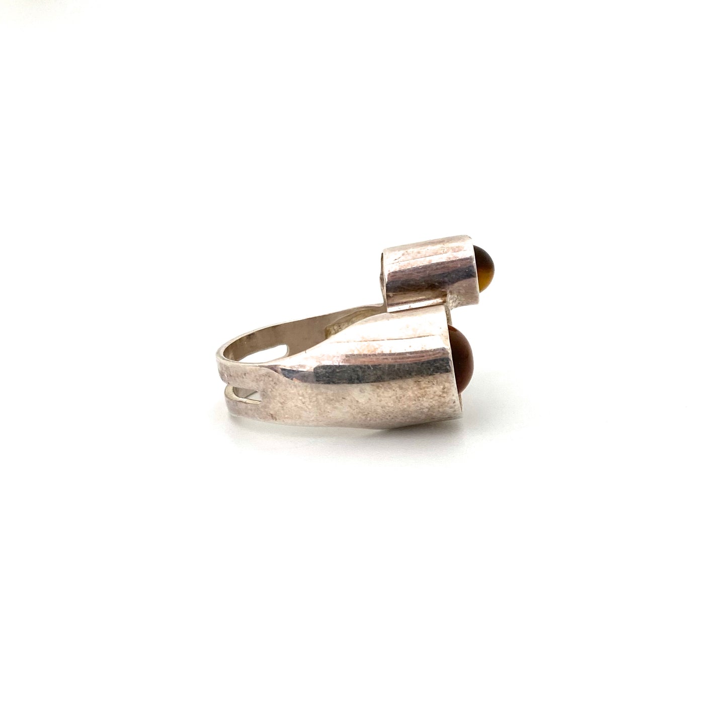 silver & tiger eye Modernist ring ~ Denmark