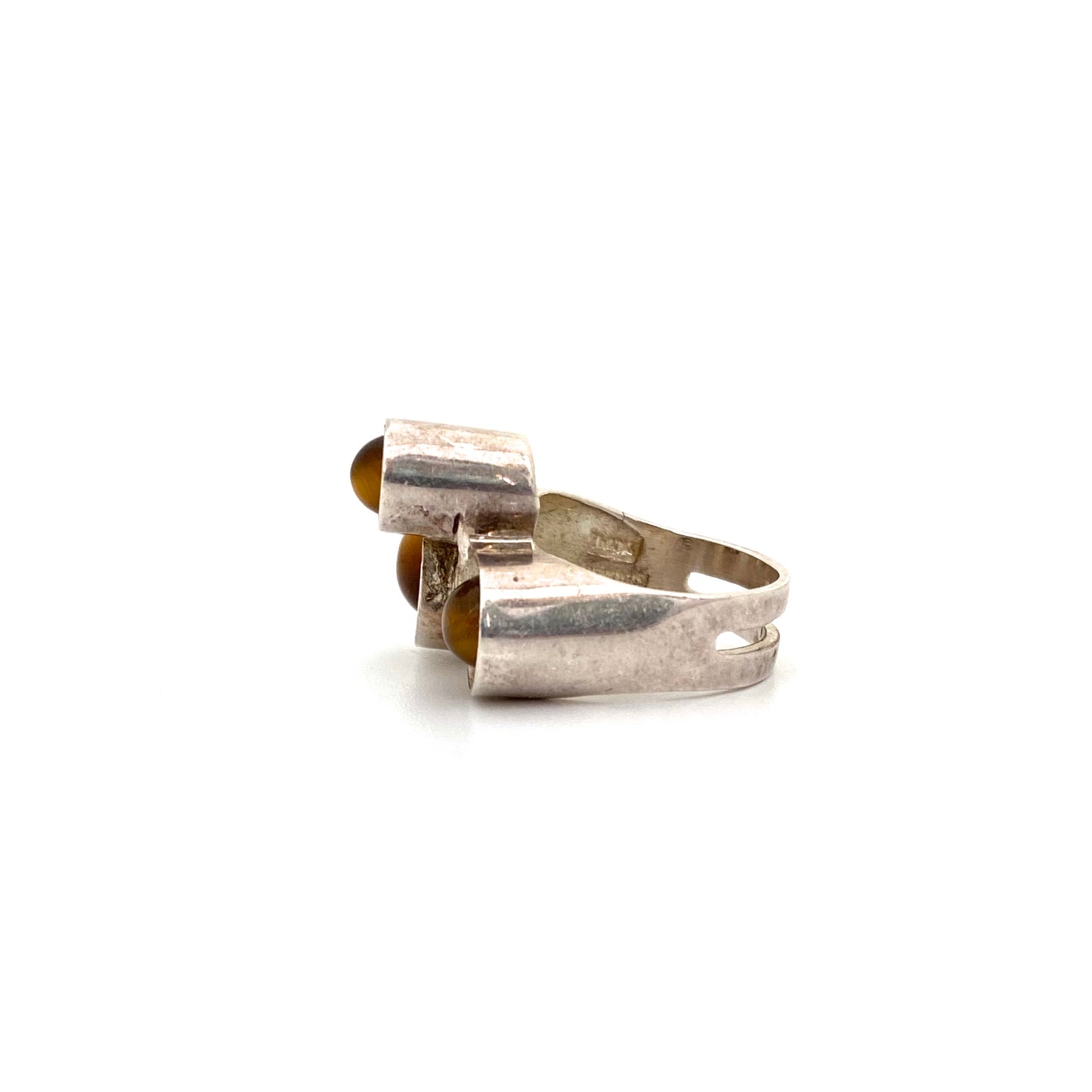 silver & tiger eye Modernist ring ~ Denmark