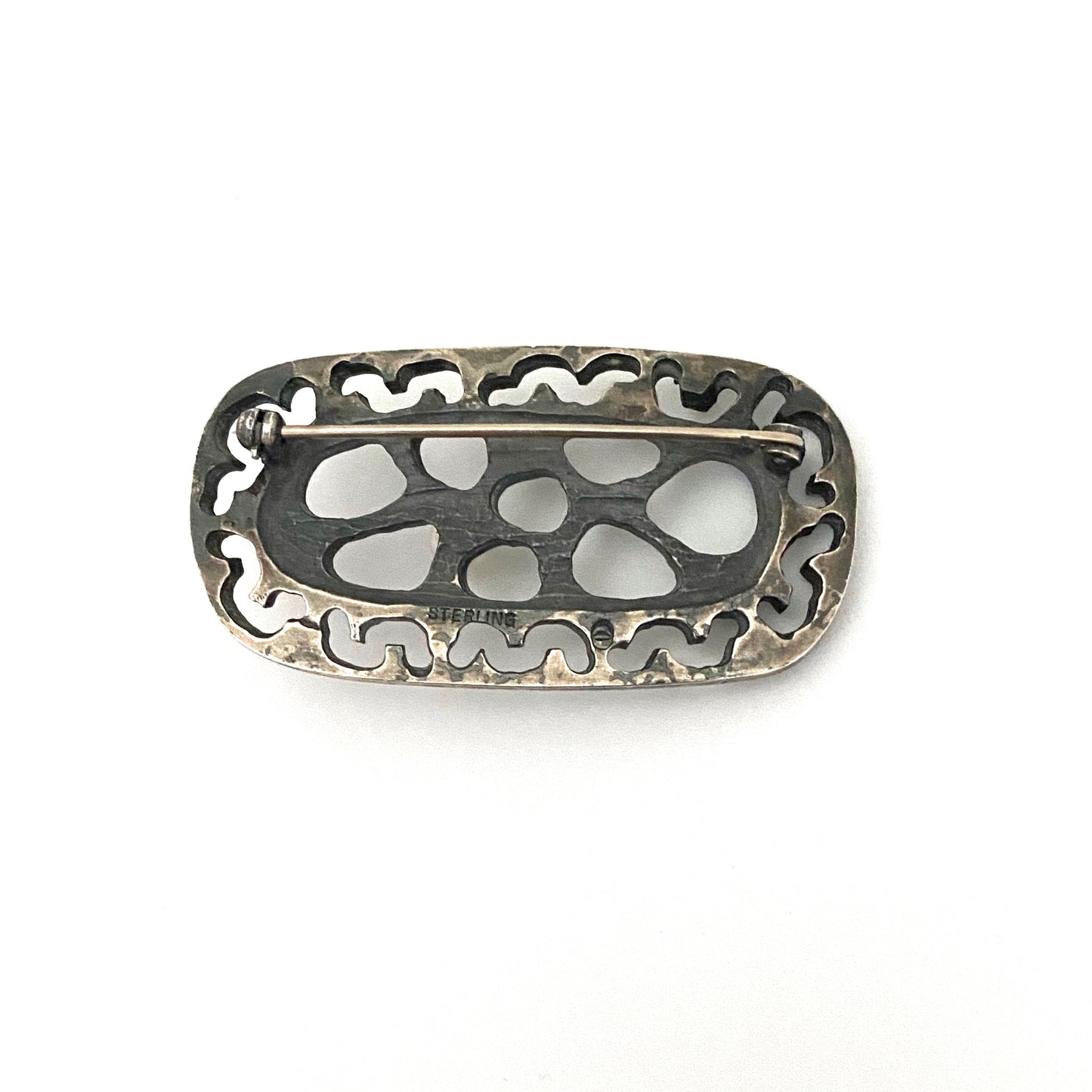 Bernard Chaudron sterling silver & pearl openwork brooch