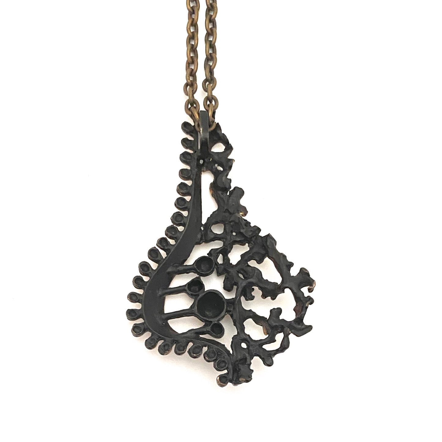 Valo Koru brutalist bronze pendant necklace