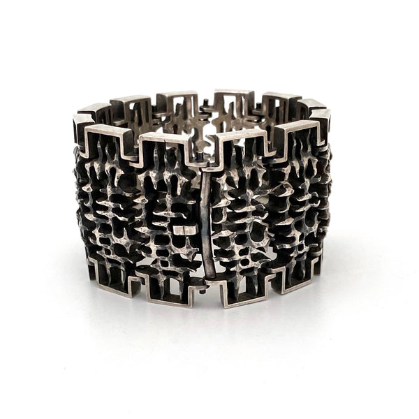 Hans Gehrig heavy silver openwork panel link bracelet