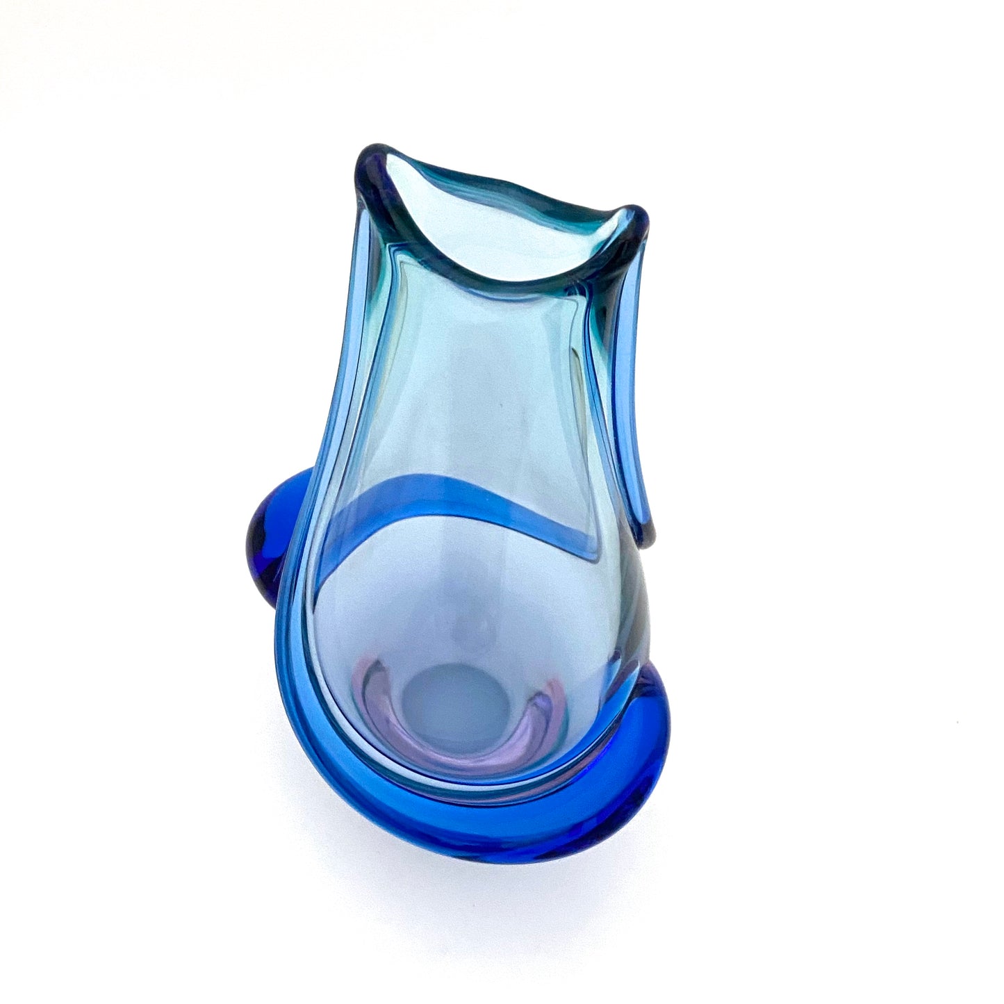 Zelezny Brod blown glass vase ~ blue, turquoise & Alexandrite