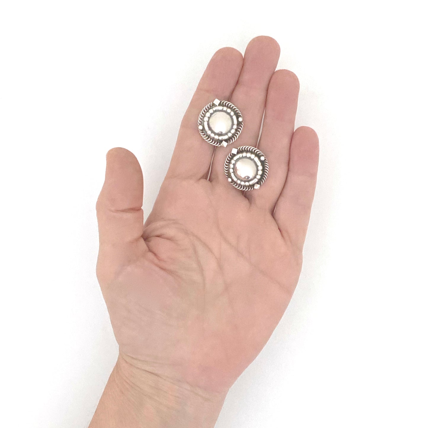 scale Georg Jensen Denmark vintage silver earrings 85 Scandinavian jewelry design