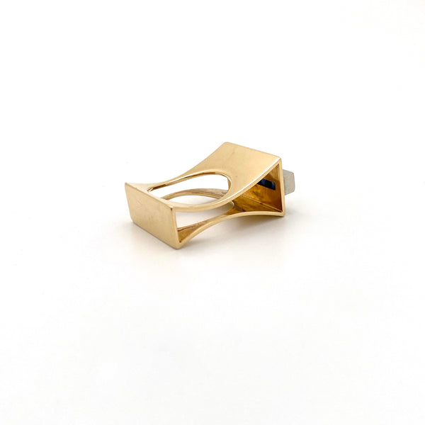 profile Hans Gehrig Canada vintage Modernist 18k gold sapphire ring Canadian art jewelry design