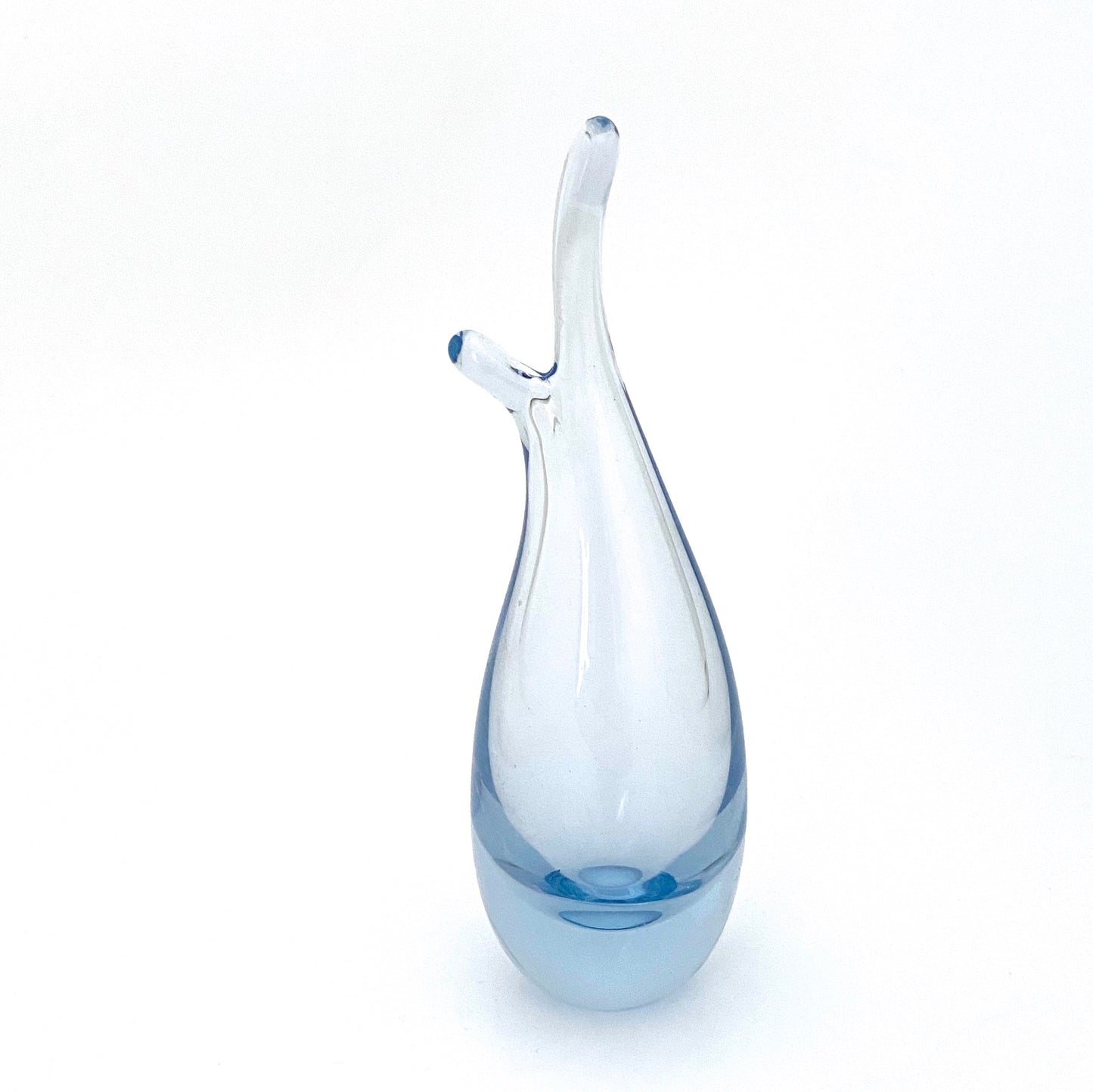 profile Holmegaard Denmark vintage aqua blue glass duckling vase Per Lutken Scandinavian Modernist design