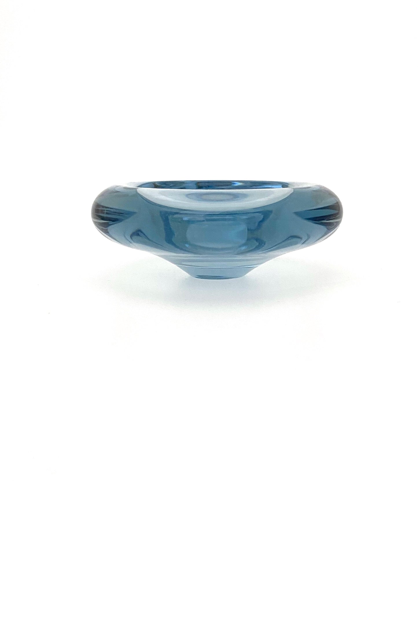 Holmegaard Denmark vintage aqua blue glass dish Per Lutken signed 1961 Scandinavian design