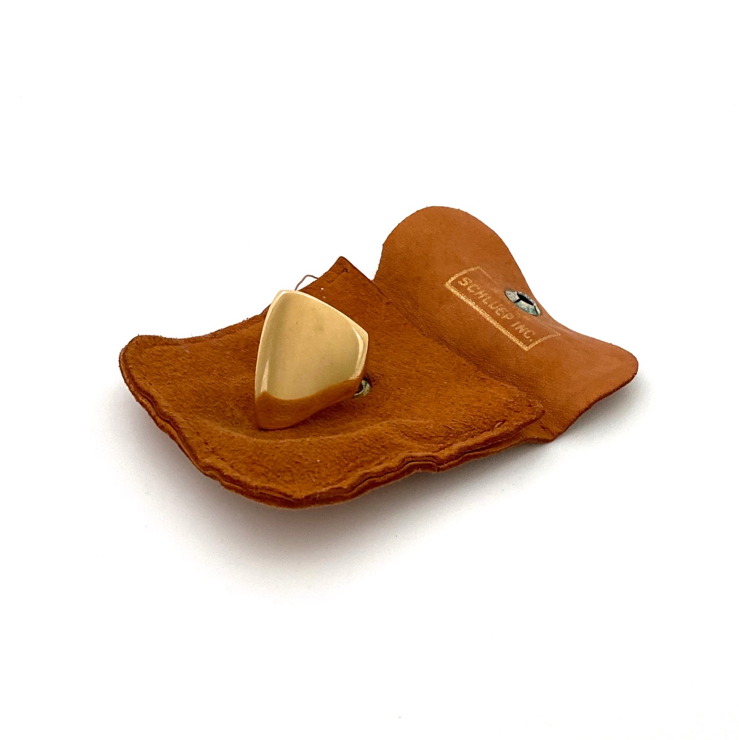 Walter Schluep sleek & heavy 18k gold ring ~ original suede pouch