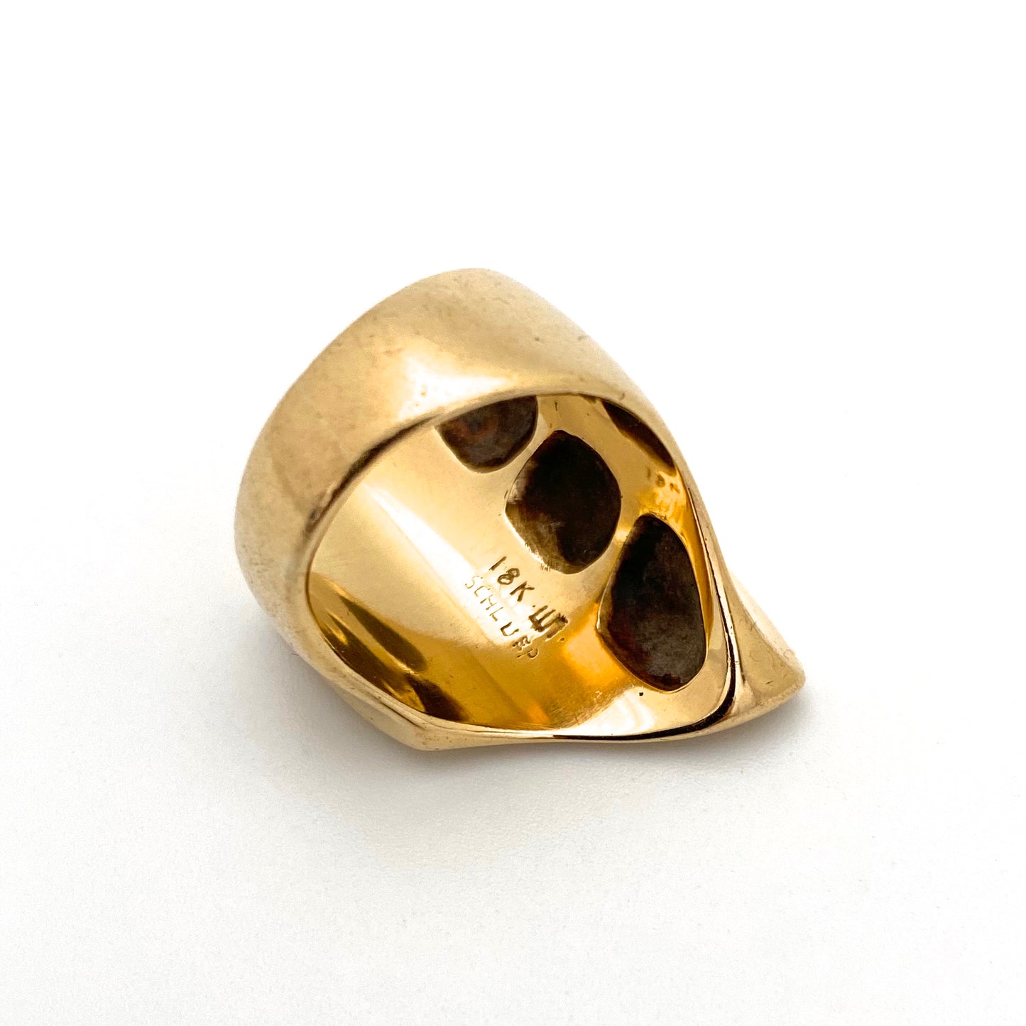 Walter Schluep sleek & heavy 18k gold ring ~ original suede pouch