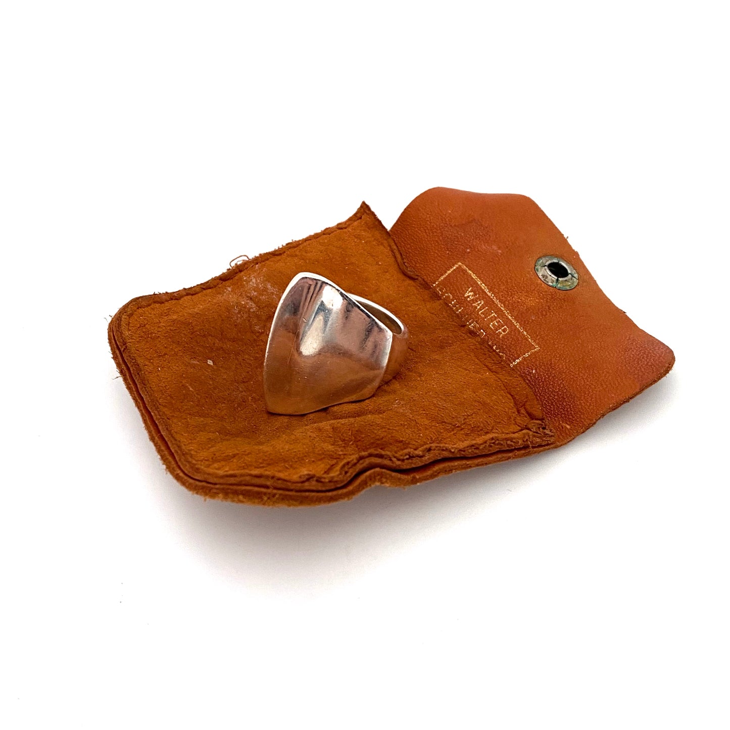 Walter Schluep sleek & heavy silver ring ~ original suede pouch