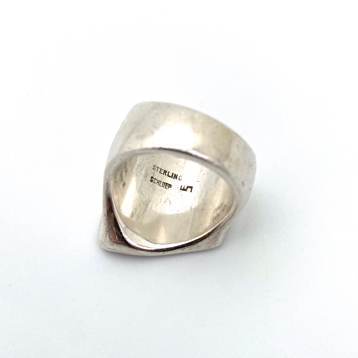 Walter Schluep sleek & heavy silver ring ~ original suede pouch