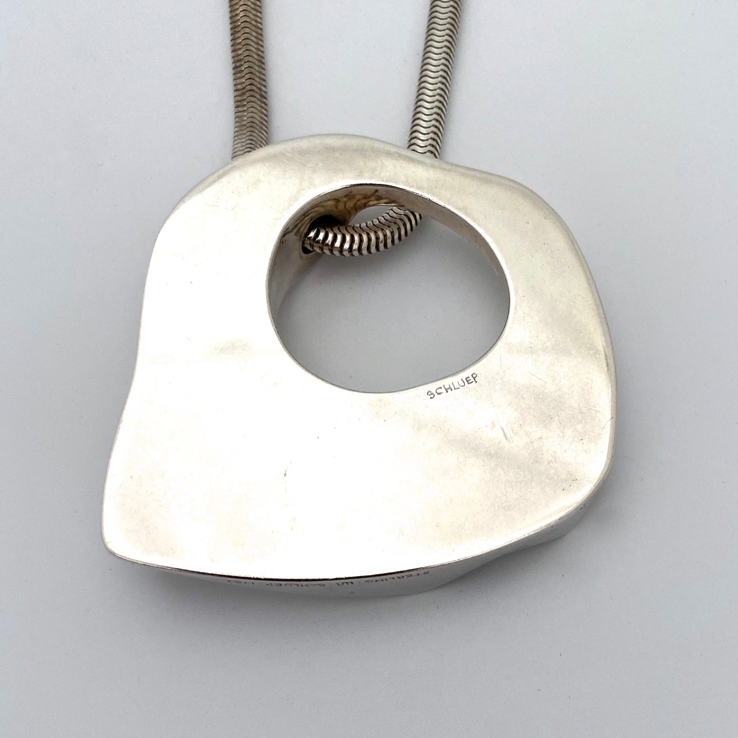 Walter Schluep large postmodern necklace ~ original pouch, 1982