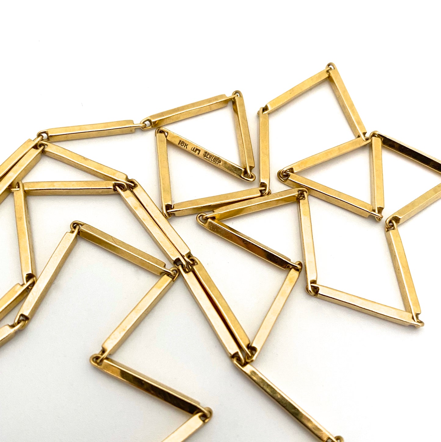 Walter Schluep long 18k yellow gold bar link chain necklace