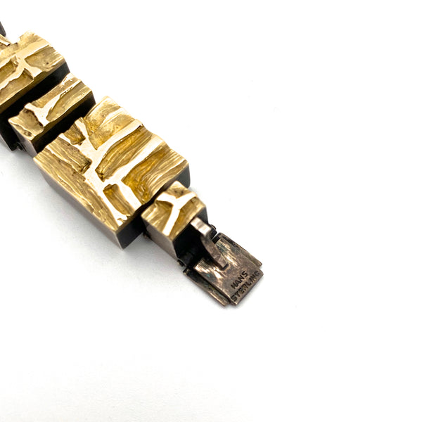 Hans Gehrig carved 18k gold & silver panel link bracelet ~ original box